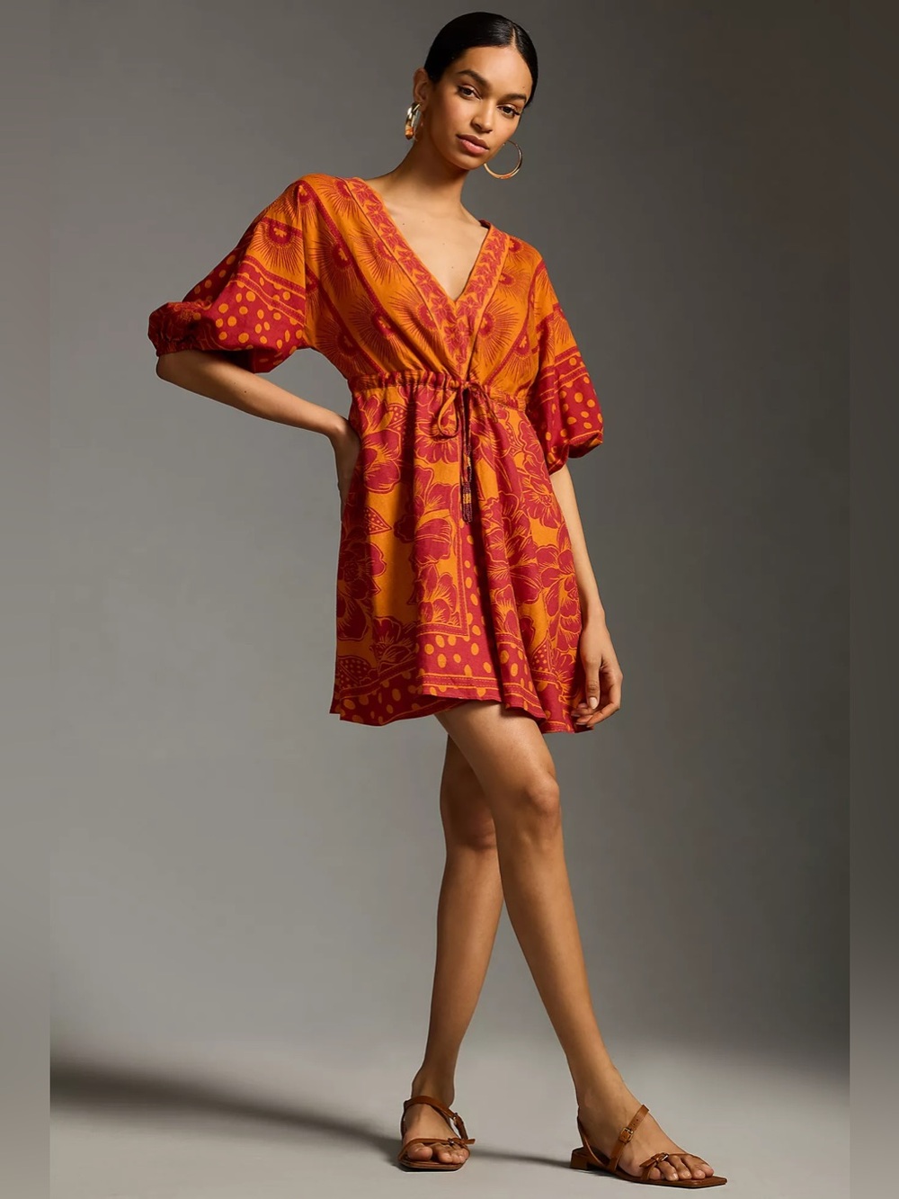 Farm Rio x Anthropologie • Printed V-Neck Tunic Mini Dress NWOT